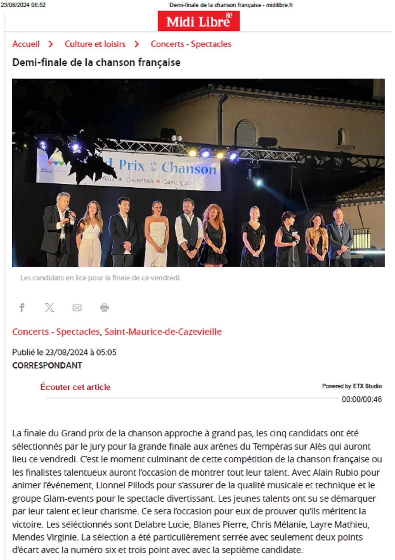 Pierre B. lors d'un concours de chant — photo 12